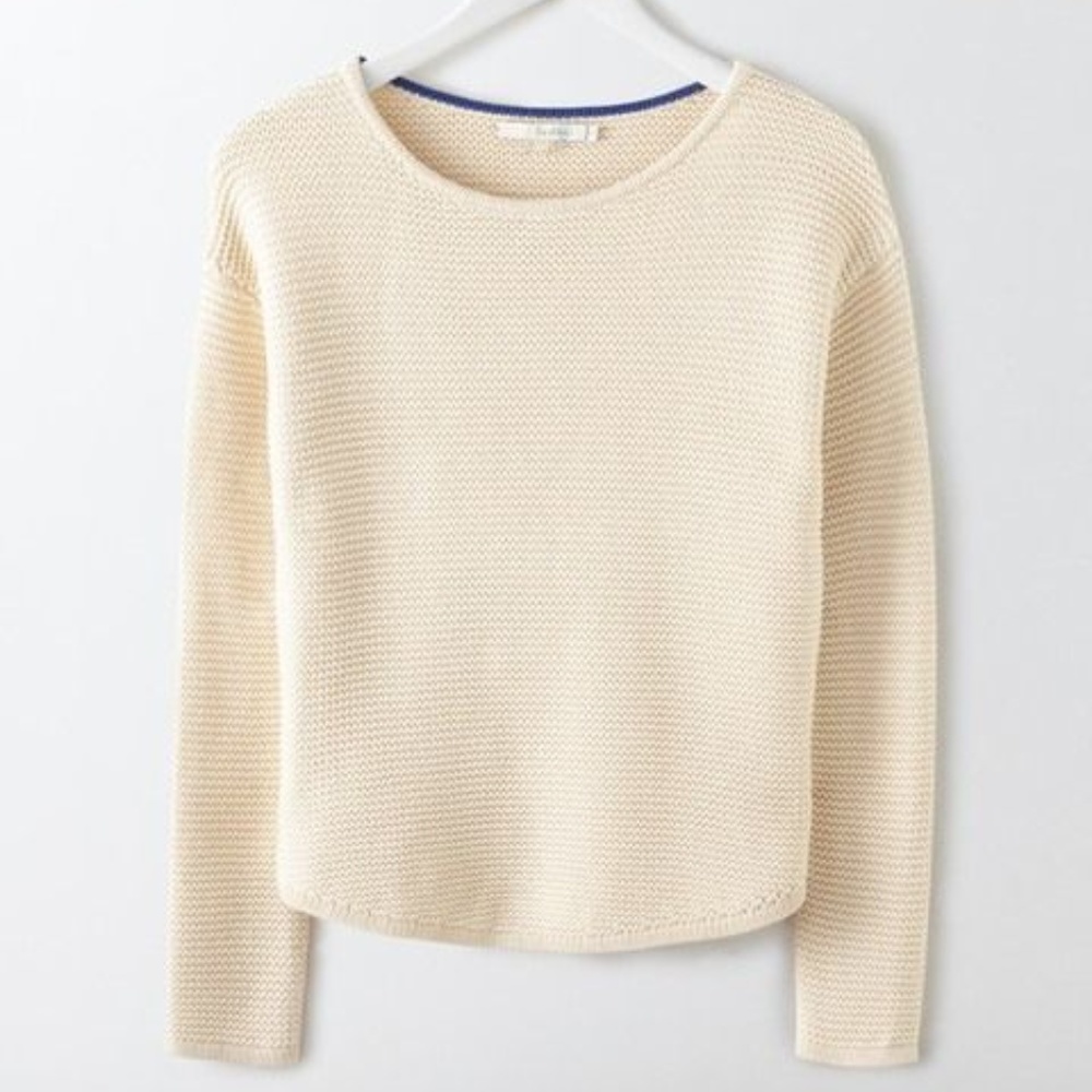 Boden Sera Boat Neck Cream Ivory Knit Sweater